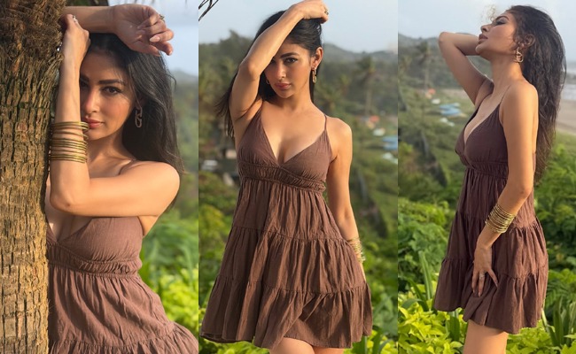 HOT: Slim Beauty Stuns In Brown Gown