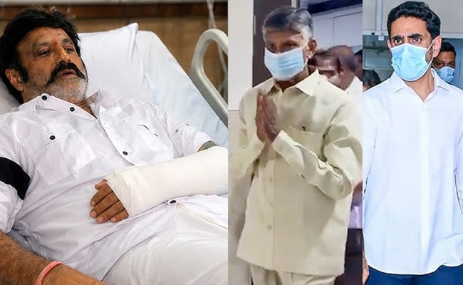 Chandrababu visits Balakrishna at Hyderabad hospital